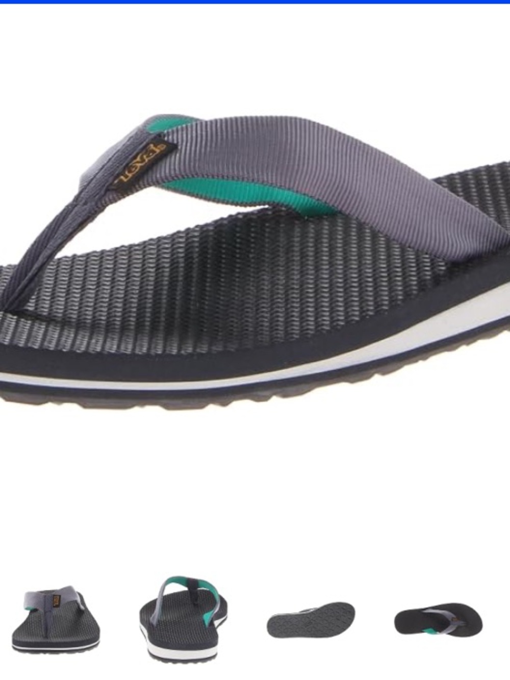 Teva Original Women's Thong Flip Sandals in color Slate with Teal Accent size 6